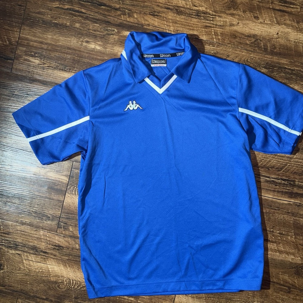Kappa Small Men's Blue Logo V Neck Polo Short‎ Sleeve Shirt